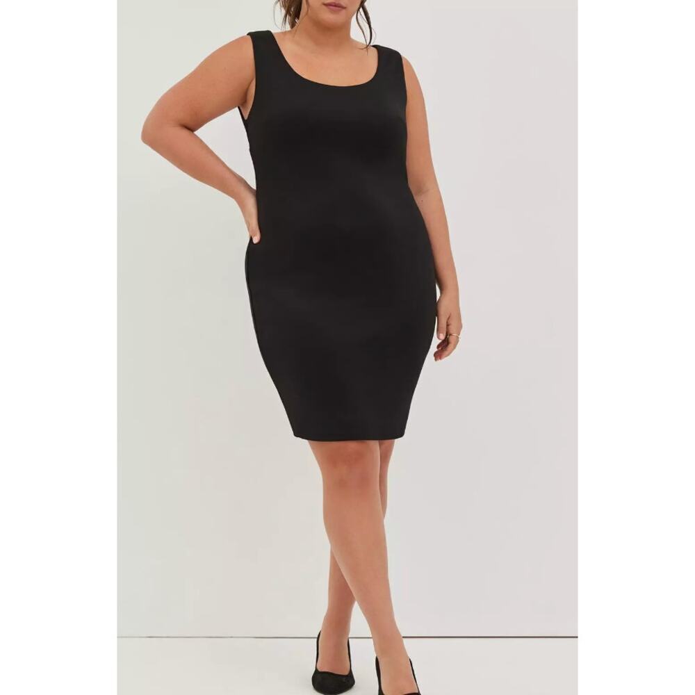 Torrid Contouring Scoop Bodycon Midi Dress Scuba Black Chic Effortless Size 1 1X
